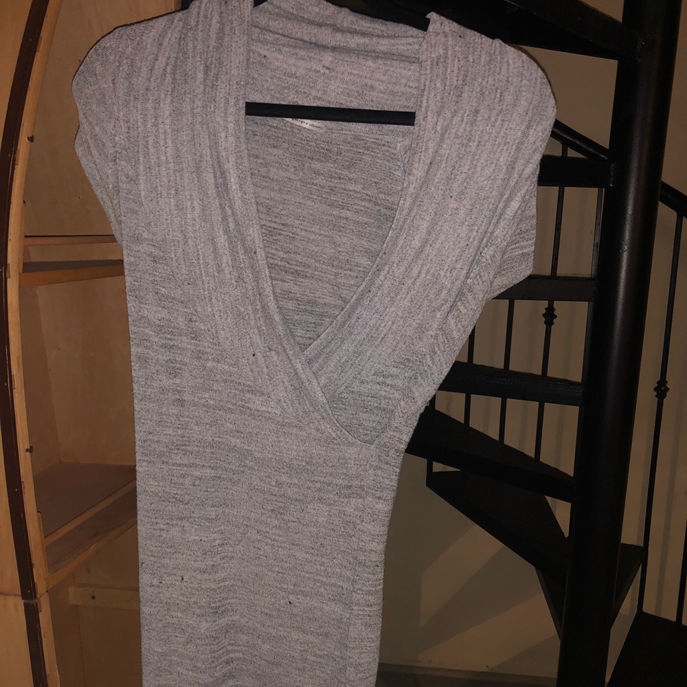Grey V-neck Sweater Dress